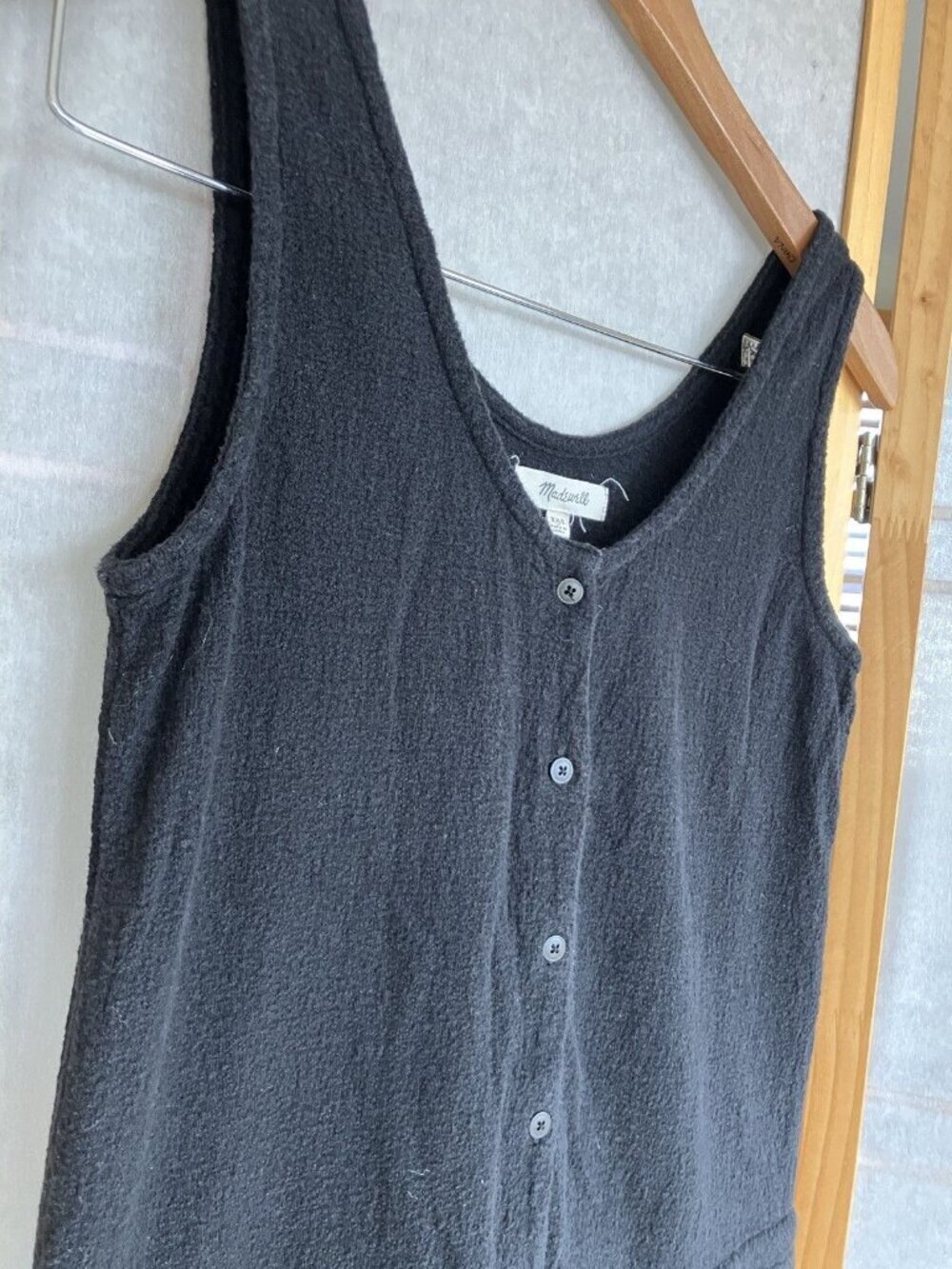 Madewell Short Black Romper Sleeveless Pockets Tie Waist, Cotton Knit Size XXS - Picture 3 of 10